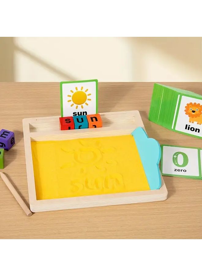 Wooden Pinyin Sand Painting Board With 31 Double Sided Flashcards For Kids Ages 3 6 - Image 1